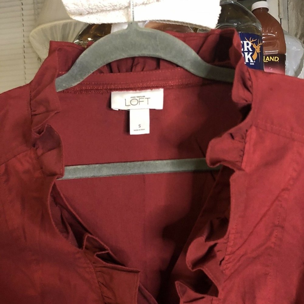 Loft Womans Collared Ruffled Button Up Shirt - image 5